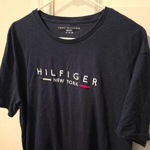 Tommy Hilfiger Mens XL Black Hilfiger New York Embroidered Graphic T-Shirt
